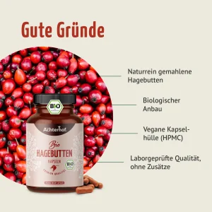 vom Achterhof BIO Hagebutten Kapseln 180 Kapseln – Bild 2