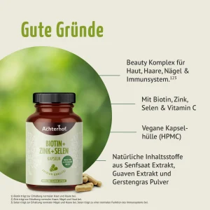 vom Achterhof Biotin + Zink + Selen Kapseln 120 Kapseln – Bild 3